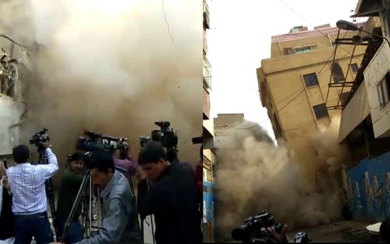 کراچی میں6منزلہ مخدوش خالی عمارت گر گئی