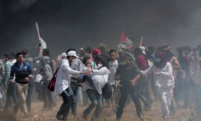  فلسطینیوں کی جانب سے اسرائیلی قبضے اور مقامی افراد کو بے دخل کرنے کے 70 سال پورے ہونے کے سلسلے میں احتجاجی مظاہرے 