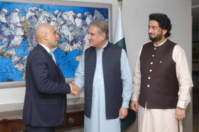 برطانوی وزیر داخلہ ساجد جاوید کی دفتر خارجہ آمد، شاہ محمود سے ملاقات 