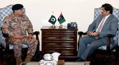 وزیراعلیٰ سید مراد علی شاہ سے ڈی جی رینجرز میجر جنرل عمر احمد بخاری کی ملاقات