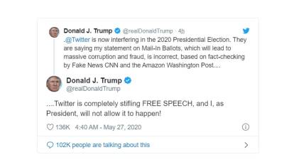 ٹوئٹر آزادی اظہار رائے کا گلا گھونٹ رہا ہے، امریکی صدر