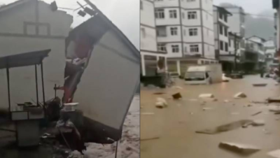 چین : سیلاب کی تباہ کاریاں، سیکڑوں عمارتیں بہہ گئیں