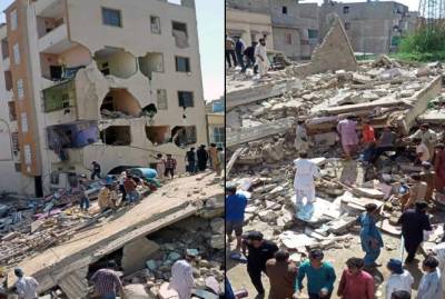 کراچی کے اللہ والا ٹاؤن میں رہائشی عمارت گرگئی، 2 افراد جاں بحق 8 زخمی