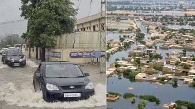 سندھ میں بارشوں سے لاکھوں بے گھر ہوئے جبکہ راجستھان میں 373 ڈیم جزوی طور پر بھرے جبکہ 231 ڈیم اب بھی خالی