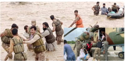 خیبر پختوںخوا کے سیلاب زدہ علاقوں میں پاک فوج کی امدادی سرگرمیاں جاری
